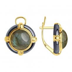 Sokolov earrings 925 silver gold plated with labradorite