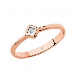 Sokolov ladies' ring in 925 silver gold-plated with diamond