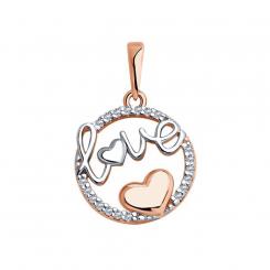 Sokolov pendant Love in 925 silver gold plated with cubic zirconia