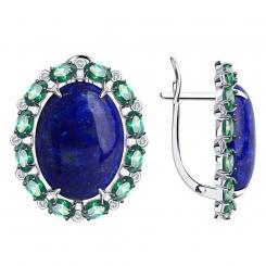 Diamant Ohrringe aus 925 Silber mit blauem Lyapis sowie grünen und farblosen Zirkonia