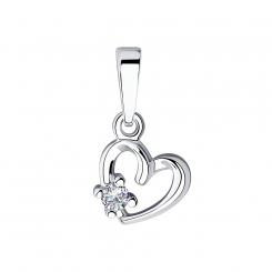 Sokolov pendant heart in 925 silver with cubic zirconia