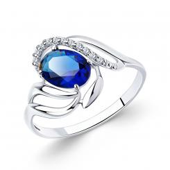 Sokolov ladies' ring in 925 silver with blue and colorless zirconia