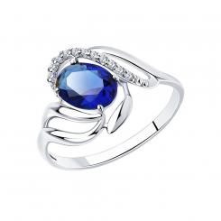 Sokolov ladies' ring in 925 silver with blue and colorless zirconia