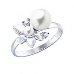 Sokolov ladies ring in 925 silver with pearls and zirconia