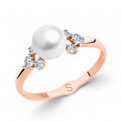 Sokolov Кольцо из красного золота 585 пробы с жемчугом