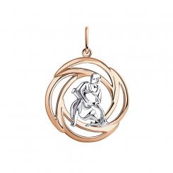 Diamond zodiac pendant Aquarius gold plated 925 silver
