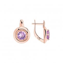 Diamant Ohrringe aus vergoldetem 925 Silber mit Amethyst