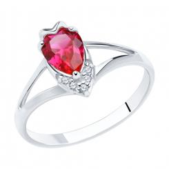 Diamond ladies ring in 925 silver with ruby HTS and cubic zirconia