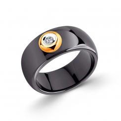 Sokolov ceramic and 585 red gold ladies ring with one diamond