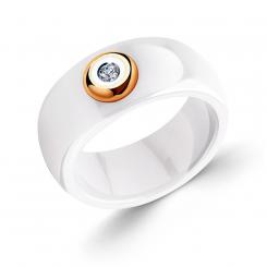 Sokolov ladies' ring in ceramic and 585 rose gold with a brilliant-cut diamond