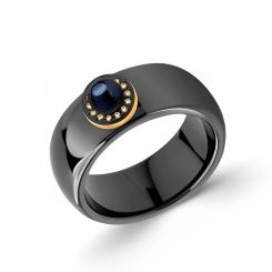 Sokolov ladies' ring in ceramic and 585 rose gold with diamonds