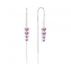 Sokolov pull through earrings 925 silver with ruby HTS