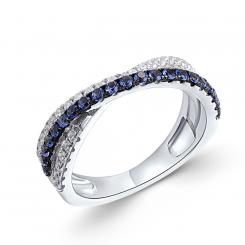 Sokolov Damenring aus 925 Silber mit farblosen und blauen Zirkonia