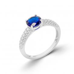 Sokolov ladies' ring in 925 silver with blue crystals and colorless zirconia