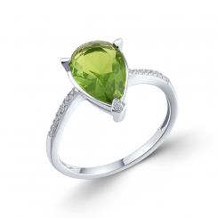 Sokolov Кольцо из серебра 925 пробы с зелёными кристаллами и фианитами