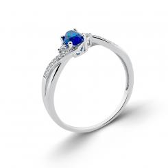Sokolov Кольцо из серебра 925 пробы с синим кристаллом и бесцветными фианитами
