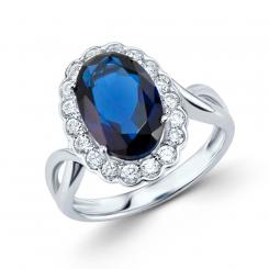 Sokolov ladies' ring in 925 silver with zirconia and blue glass crystal