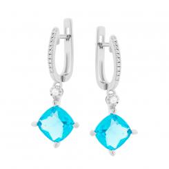Sokolov 925 silver earrings with cubic zirconia and light blue glass crystals