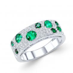 Sokolov ladies' ring in 925 silver with zirconia and green spinels