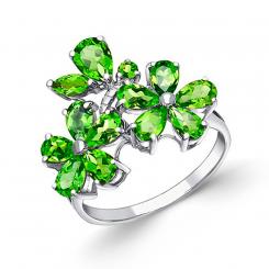 Sokolov ladies' ring in 925 silver with green chrysolites