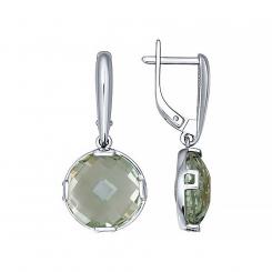 Sokolov earrings 925 silver with green amethyst