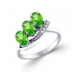 Sokolov ladies' ring in 925 silver with zirconia and green chrysolites