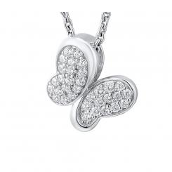 925 silver butterfly pendant with colorless zirconia
