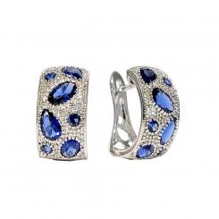 Sokolov earrings 925 silver with colorless and blue zirconia