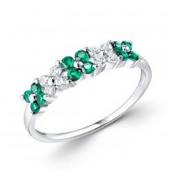 Sokolov ladies' ring in 925 silver with green and colorless zirconia