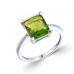 Sokolov ladies ring in 925 silver with green peridot and colorless zirconia