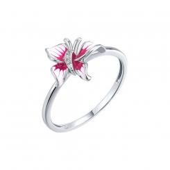 Sokolov ladies ring butterfly in 925 silver with pink enamel and cubic zirconia