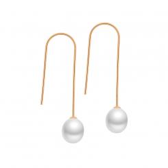 Earrings 925 silver with pearls, yellow gold plated