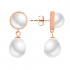 Stud earrings 925 silver with pearls, yellow gold plated