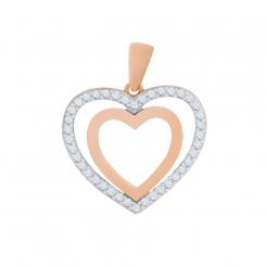 Heart pendant in 585 rose gold with cubic zirconia