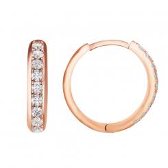 Creoles in 585 rose gold, with zirconia and snap closure