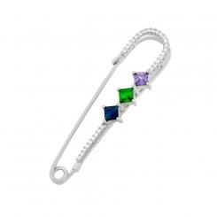 Brooch in 925 silver with colorful zirconia