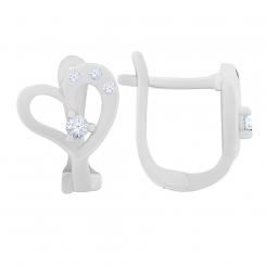 Heart earrings 925 silver with cubic zirconia, English closure