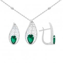 Jewelry set: earrings + pendant on chain from 925 silver