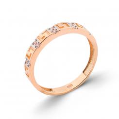 Damenring aus 585 Rotgold mit geometrischem Muster und Zirkonia