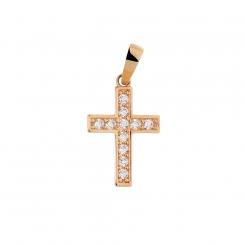 Cross pendant in 585 rose gold with zirconia