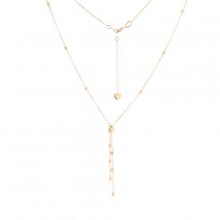 Y-necklace with small beads in 585 rose gold (45 cm + 5 cm extension chain)