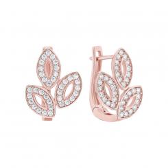 3 Blatt Ohrringe aus 585 Rotgold mit Zirkonia