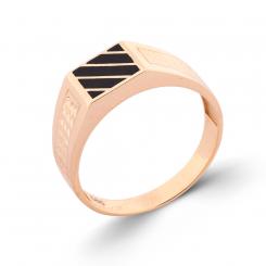 Men's ring in 585 rose gold with black enamel