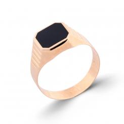 Men's ring in 585 rose gold with black enamel