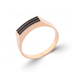 Men's ring in 585 rose gold with black enamel