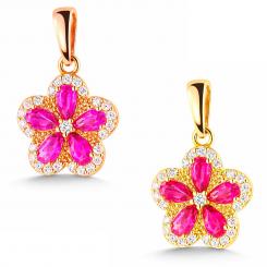 Anhänger Blume aus 585 Gold mit rosa und weißen Zirkonia