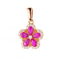 Flower pendant in 585 gold with pink and white zirconia