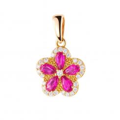 Flower pendant in 585 gold with pink and white zirconia