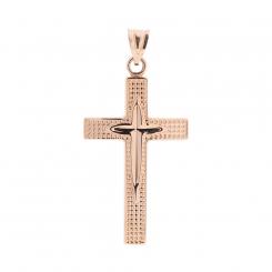 Cross pendant in 585 rose gold with texture