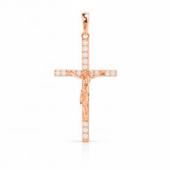 Kreuzanhänger mit Kruzifix aus 585 Gold, mit Zirkonia